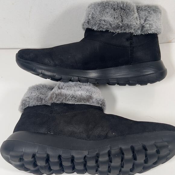 Skechers On the Go Joy Gen 5 GOGA Mat Air Cooled Faux Fur Blk Ankle Boots Wom 10 - Picture 4 of 13